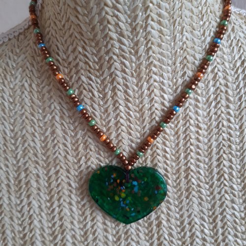 Collier cœur vert