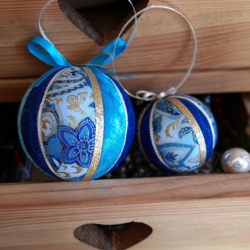 !! épuisées !!2 boules de noël bleu nuit