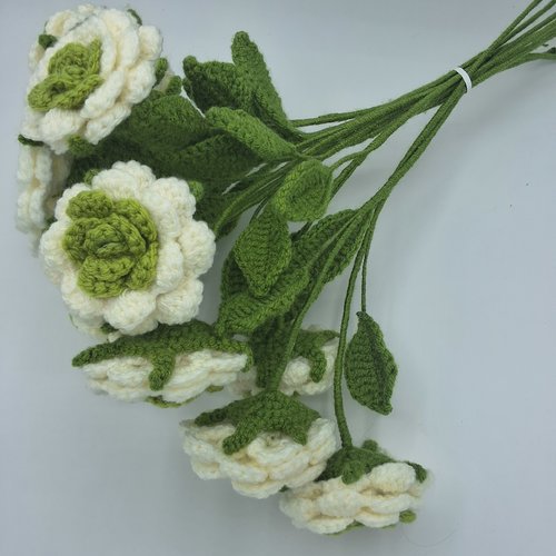 Bouquet de fleurs, roses au crochet, cadeau femme,  mariage,  anniversaire.