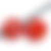 Perle ronde, verre millefiori, rouge, 10 mm, lot 5