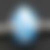Perle verre lampwork, couleur bleu, motif fleur blanche, style pandora, 10x13mm, lot 2