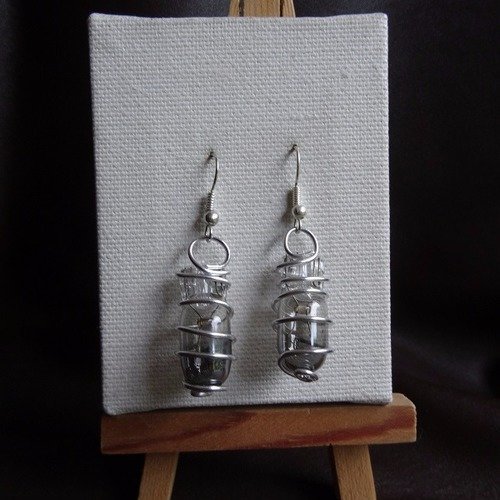 Boucles d'oreilles ampoules et fil aluminium argenté