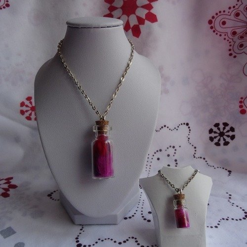 Parure colliers fiole rose/violet