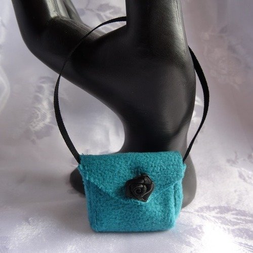 Mini sac pour poupée turquoise et noir