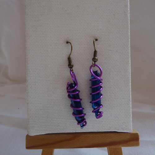 Boucles d'oreilles ampoules fil aluminium violet