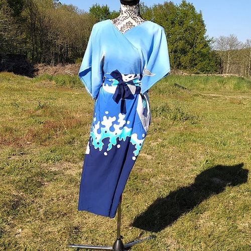 Kimono long en viscose motifs nouvelle calédonie taille 38