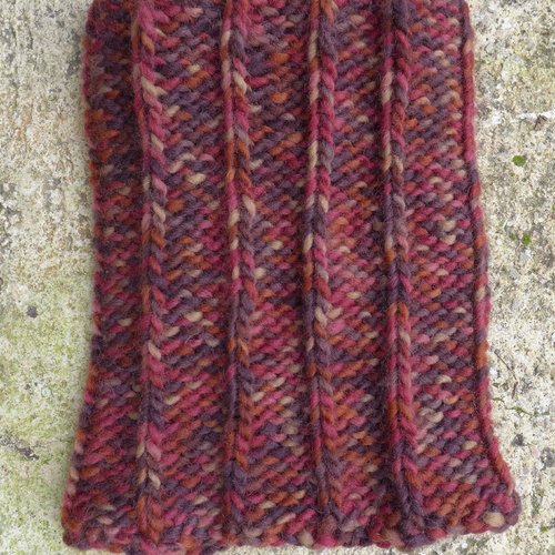 Snood homme  / écharpe col roux tricoté main avec une grosse laine