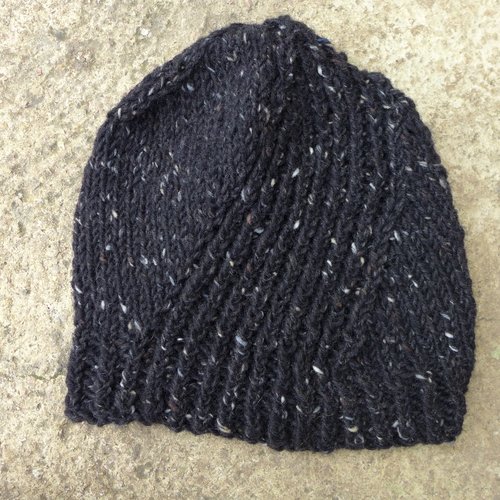 Bonnet torsadé laine tweed noire