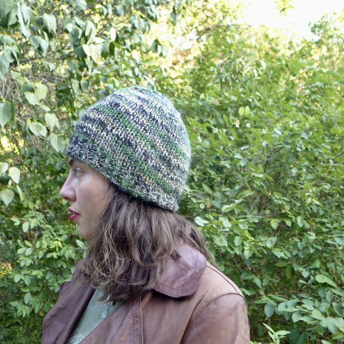 Bonnet homme/femme laine chinée noir, beige et vert - Un grand marché