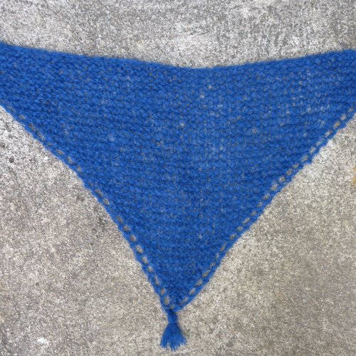 Écharpe fantaisie 3angel  bleue tricotée en mohair