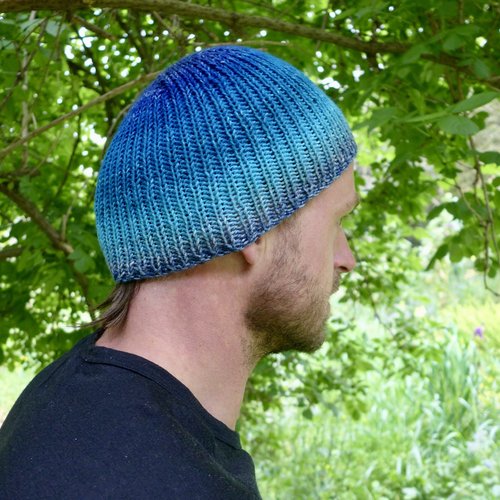 Bonnet homme/femme laine mérinos dégradé de bleu