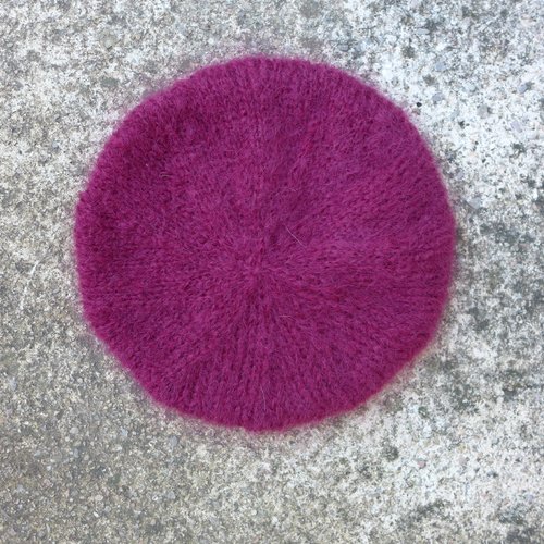 Béret laine mohair framboise