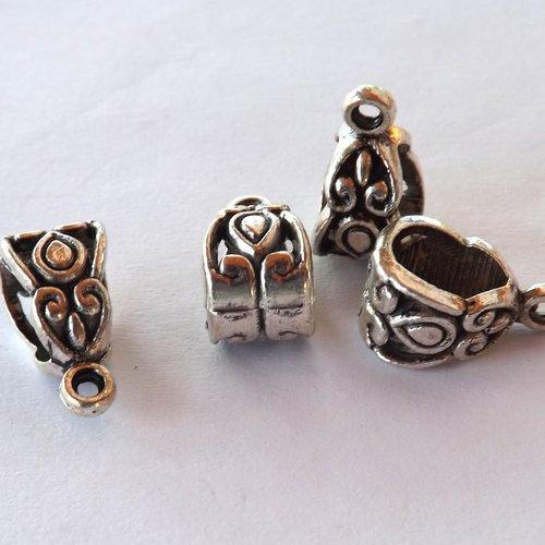 Lot de 4 bélières en métal argent vieilli