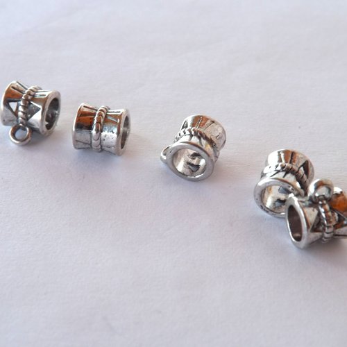 Lot de 10 bélières en métal argent vieilli