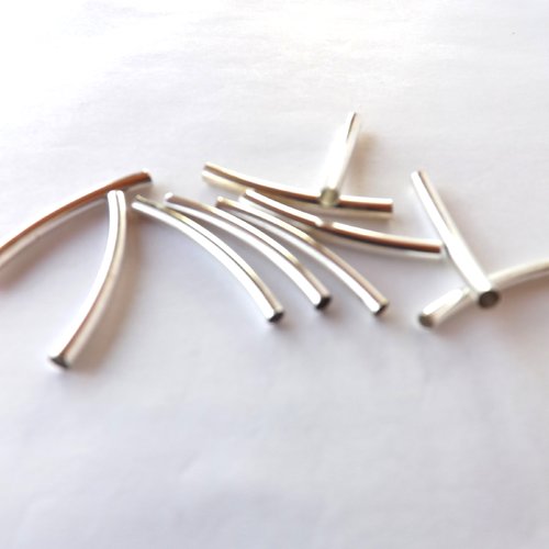 Lot de 22 connecteurs, perles-tubes courbées en cuivre argenté