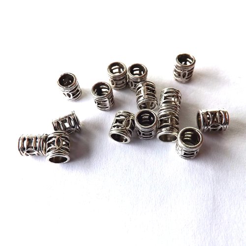 Lot de 40 perles cylindriques, filigranées, intercalaires
