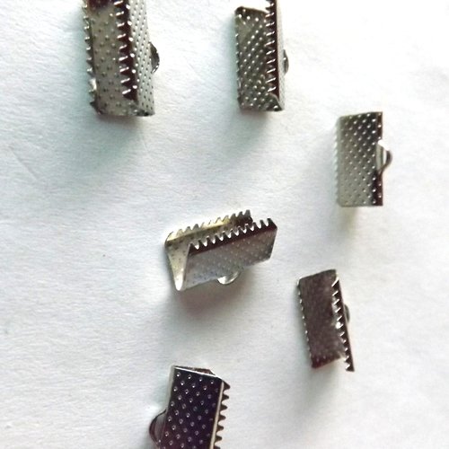 Lot de 14 attaches ruban à griffes en métal argenté