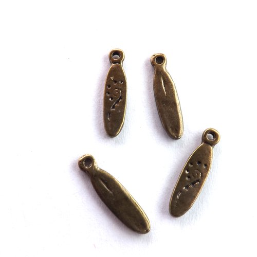 Lot de 10 breloques gouttes gravées, pendentifs