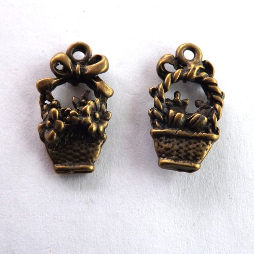Lot de 4 breloques pots de fleurs, pendentifs