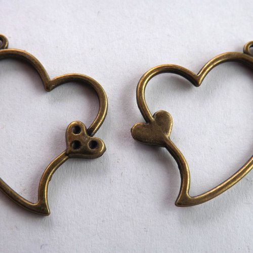 Lot de 10 breloques-cœurs, pendentifs, connecteurs