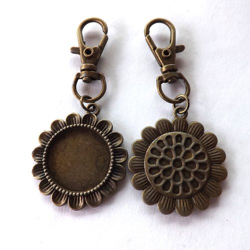 Lot de 3 porte-clefs fleur