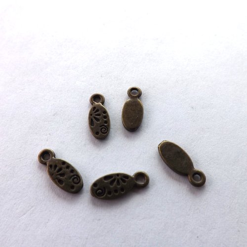 Lot de 20 breloques sequins ovales gravés, pendentifs