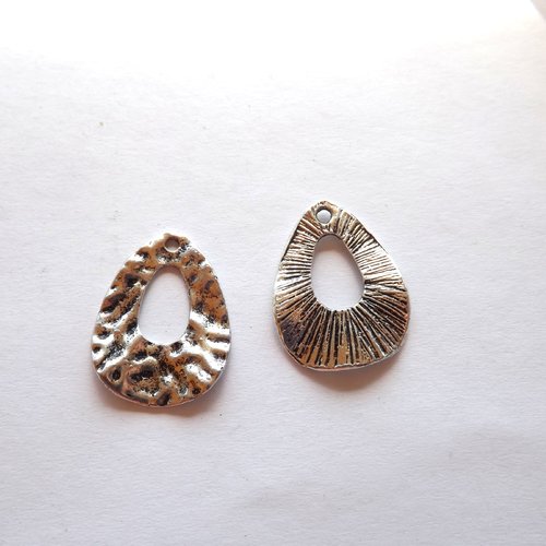 Lot de 6 breloques gouttes martelées, pendentifs