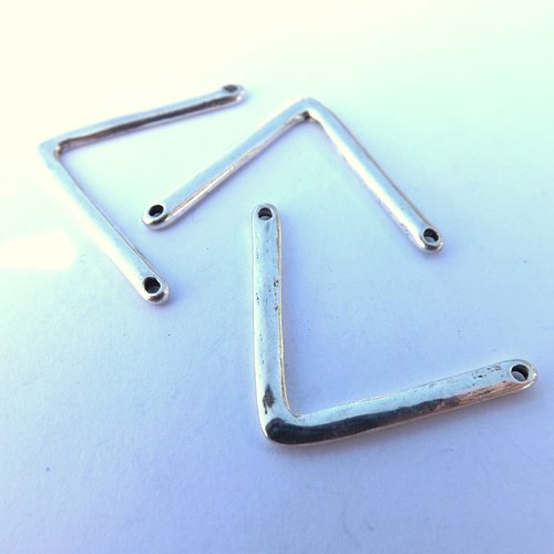 Lot de 10 connecteurs chevrons lisses en métal argenté