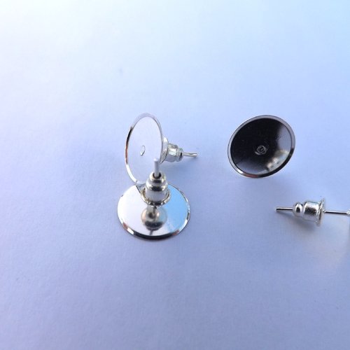 Lot de 62 puces à cabochon en métal argenté