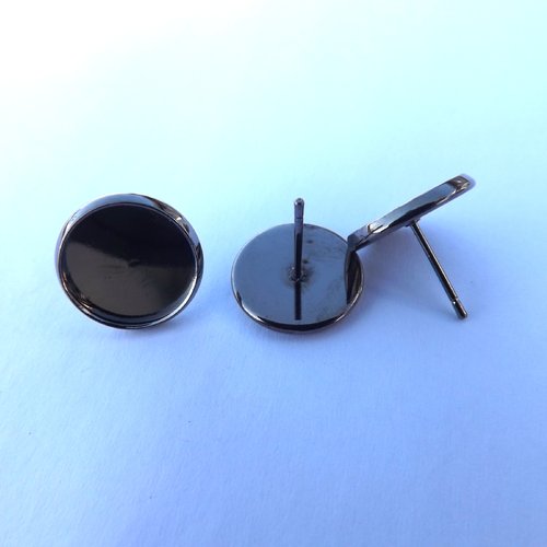 Lot de 12 puces à cabochon en métal noir