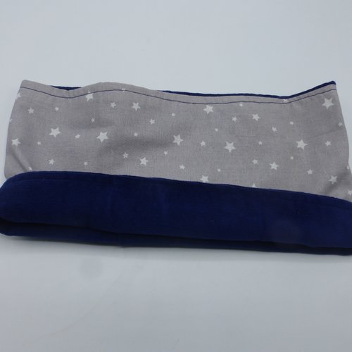 Snood gris bleu étoiles en coton et velours tour de tête 53 cm