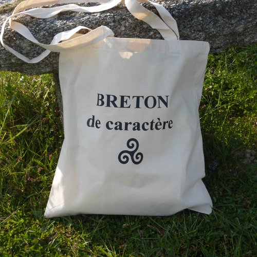 Tote bag sac triskell bretagne breton de caractère en coton
