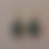 Boucles d'oreilles créoles ovales graphiques turquoises en pâte polymère