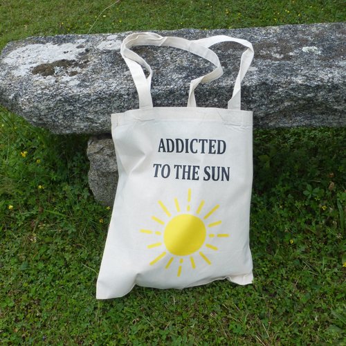 Tote bag addicted to the sun soleil été en coton