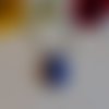 Pendentif navette motifs amérindiens multicolores bleu en pâte polymère