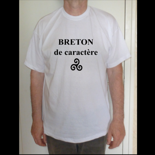 T-shirt coton breton de caractère blanc bretagne pour homme  s-xxl