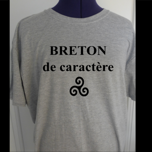 T-shirt coton breton de caractère gris bretagne pour homme  s-xxl