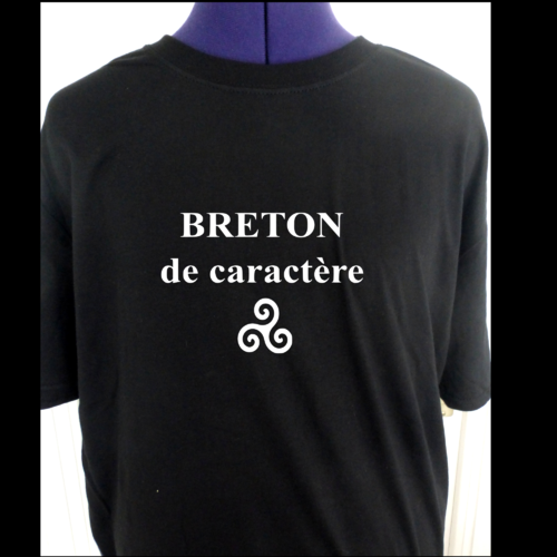 T-shirt coton breton de caractère noir bretagne pour homme  s-xxl