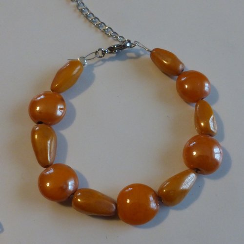 Bracelet de perles en céramique orange