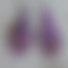 Boucles d'oreilles pendantes ovales marbrées mauves violettes en pâte polymère pour halloween