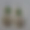 Boucles d'oreilles dahlias kaléidoscope vert en pâte polymère