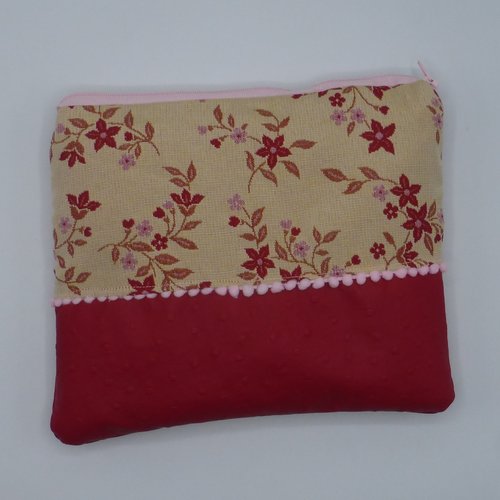 Housse pochette liseuse 6 pouces 7 pouces fleurs rouges en coton et simili-cuir