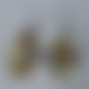 Boucles d'oreilles pendantes navette marbrées jaune orange blanc en pâte polymère et acier inoxydable