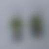 Boucles d'oreilles pendantes kaléidoscope vitrail vert en cabochon de verre
