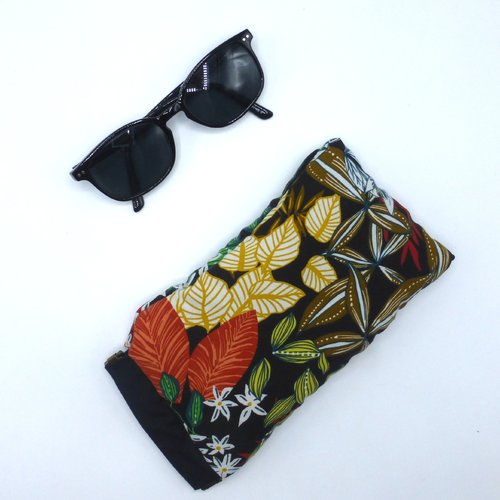 Etui à lunettes molletonné fleurs multicolores automne en coton