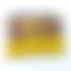 Grand porte monnaie fleurs blanches bleues rouges jaune moutarde en coton et simili-cuir