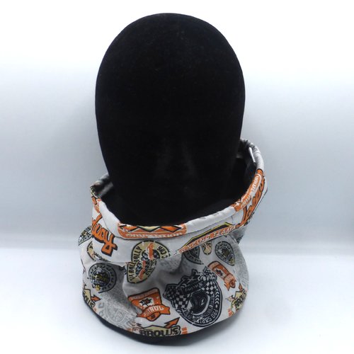 Snood usa course des voitures orange noir blanc en coton et polaire garçon enfant 3 4 5 6 7 8 ans