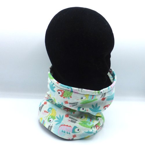 Snood caméléons colorés multicolores en coton et polaire fille garçon enfant 3 4 5 6 7 8 ans