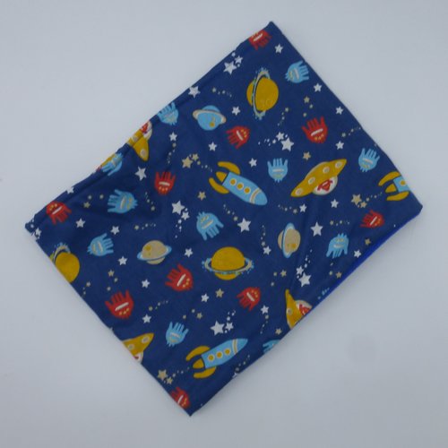 Snood bleu jaune rouge espace planètes extraterrestres fusées étoiles en coton et polaire garçon enfant 3 4 5 6 7 8 9 10 11 12 an