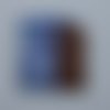 Petit porte monnaie plumes de paon bleu marron clair en coton et simili-cuir